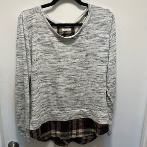 Maurices Plaid Layered and White Long Sleeve Shirt Size L